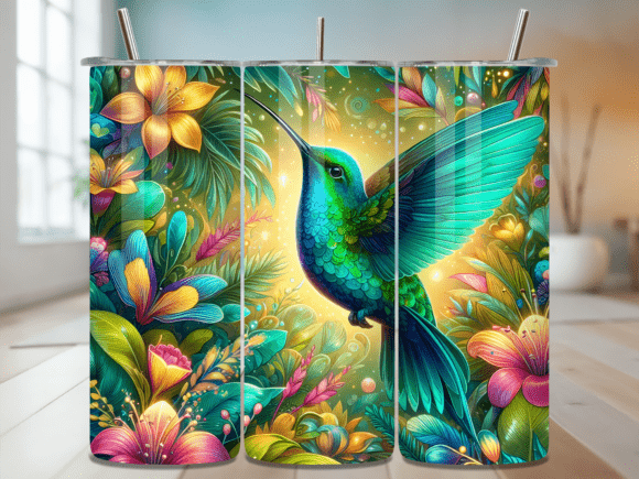 Download Vibrant Hummingbird Tropical Tumbler PNG - Tropical tumbler Collection
