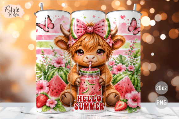 Download Watermelon Highland Cow Summer Tumbler - Highland cow summer Collection