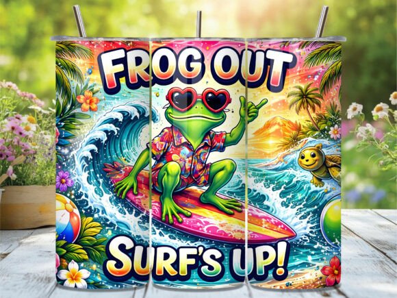 Download Frog out Surfs Up Tropical Tumbler Wrap - Tropical tumbler Collection