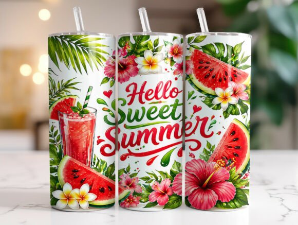 Download Hello Sweet Summer Tropical Tumbler Wrap - Tropical tumbler Collection