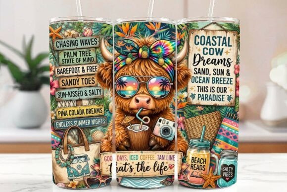 Download Cowgirl Highland Cow Summer Tumbler Wrap - Highland cow summer Collection