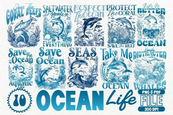 Download Ocean Life T-shirt Design Bundle - Premium Resources