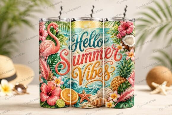 Download Hello Summer Vibes Tropical Tumbler PNG - Tropical tumbler Collection