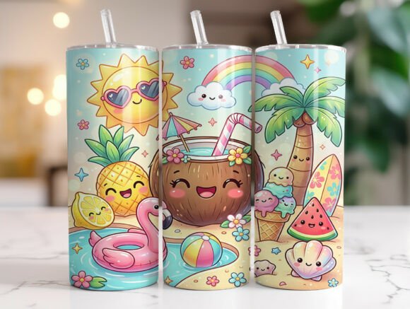 Download Summer Beach Kawaii Tropical Tumbler PNG - Tropical tumbler Collection