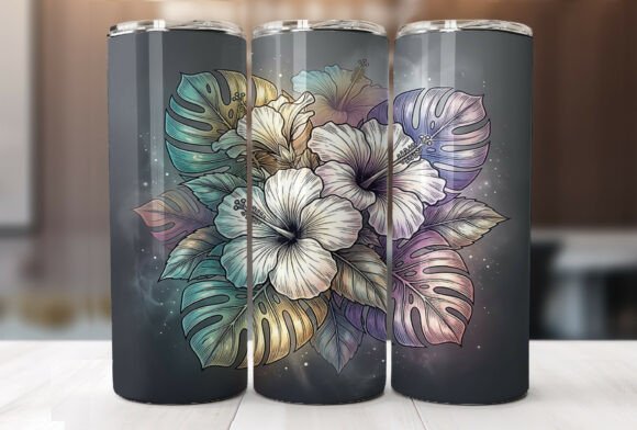 Download Hibiscus Monstera Tropical Tumbler Wrap - Tropical tumbler Collection