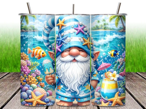 Download Summer Beach Gnome Tropical Tumbler Wrap - Tropical tumbler Collection